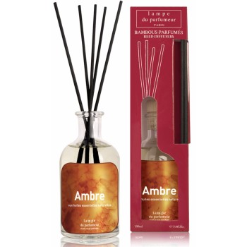 Bâtonnet bambou huile parfumé parfum ambiance senteur ambre aux huiles essentielles 100ml LAMPE DU PARFUMEUR 3581000006157