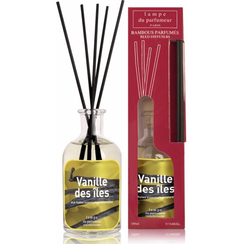 Bâtonnet bambou huile parfumé senteur vanille des iles parfum aux huiles essentielles 100ml LAMPE DU PARFUMEUR 3581000006027