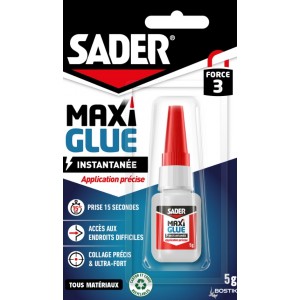 Colle maxi glue tube précision 5ml réparation ultra résistante tous matériaux SADER 3549212481964