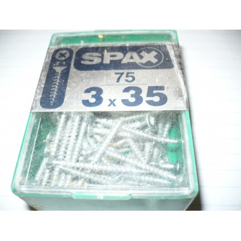 vis spax 3 x 35 mm acier boite de 75 vis tête fraisée pozidriv PZ1 filetage complet 4003530043277