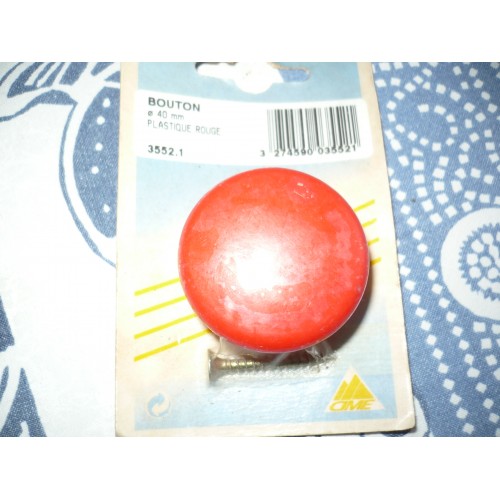 bouton rond convexe plastique rouge Ø 40 mm pour meuble tiroir armoire 3274590035521