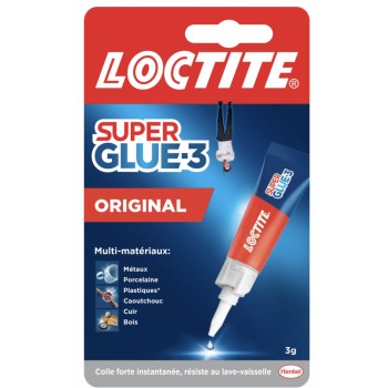Colle super puissante liquide transparent super glue 3 LOCTITE réparation courante 3255460144444