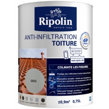 Anti infiltration toiture membrane d' étanchéité gris ciment 0.75L RIPOLIN 3174269070351