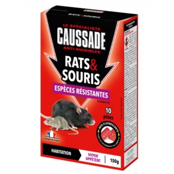 Lot 10 pâtes appâts souris rats raticide souricide espèces résistantes 150g CAUSSADE 3664715060277