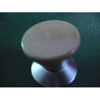 bouton boule hêtre verni Ø 25 haut 30 mm support mat chromé Ø 25 mm insert métal  pour meubles tiroir 3297867532578