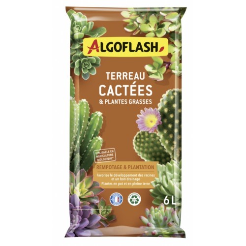 Terreau cactées cactus plantes grasses 6L ALGOFLASH 3167770219142