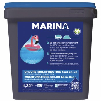 Traitement complet eau piscine chlore multifonctions galet 4.32kg MARINA 3521682111145