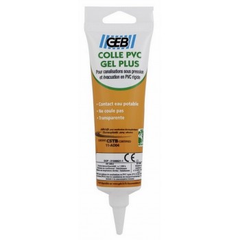 Colle PVC gel plus tube raccord plastique 50ml GEB compatible eau potable 3283985046431
