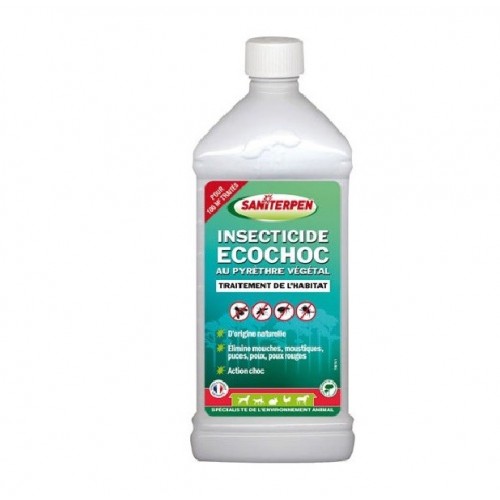 Insecticide liquide au pyrèthre végétal environnement animal niche clapier poulailler 1 litre ECOCHOC SANITERPEN 3519220049128