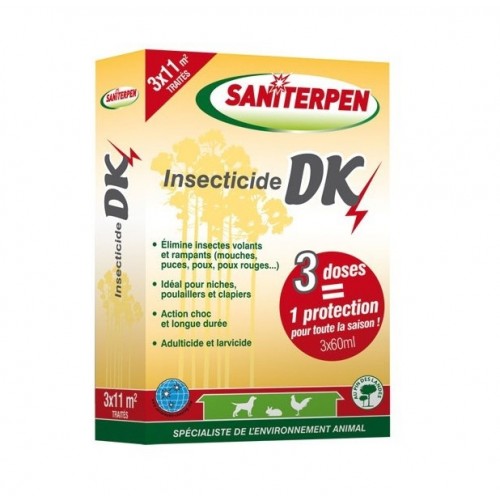 Insecticide insectes volants rampants adulticide larvicide effet choc longue durée dose 3 x 60 ml DK SANITERPEN 3519220040514