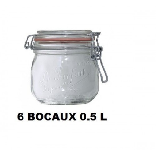 Pack de 6 bocaux de conserve en verre 1,5 litre fermeture