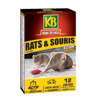 KB HOME DEFENSE 12x 10g pâtes appâts souris rats lieu sec humide action radical 3121970166644