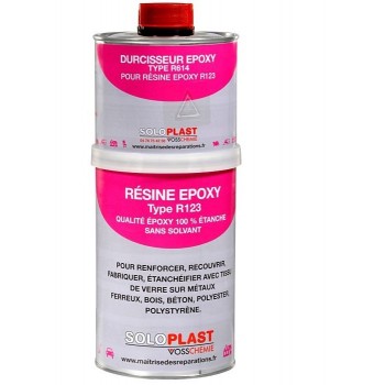 Résine epoxy R123 + durcisseur R614 SOLOPLAST résiste acide essence eau de mer 3168761002088