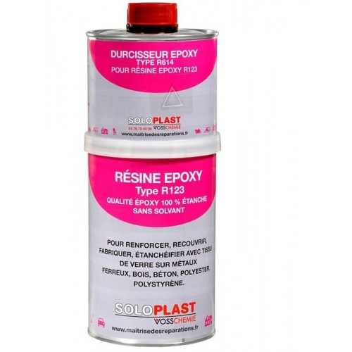 Résine epoxy R123 + durcisseur R614 SOLOPLAST résiste acide essence eau de mer 3168761002088