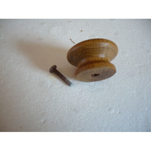 bouton bois chêne teinté verni Ø 44 mm insert métal livré avec vis pour meuble tiroir 3297867523576