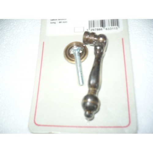 bouton breloque rustique laiton bronze long 60 mm pour tiroir meuble avec vis 3297866633115